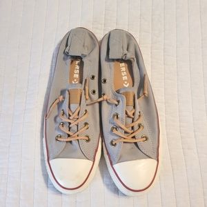 Gray Converse with leather accents